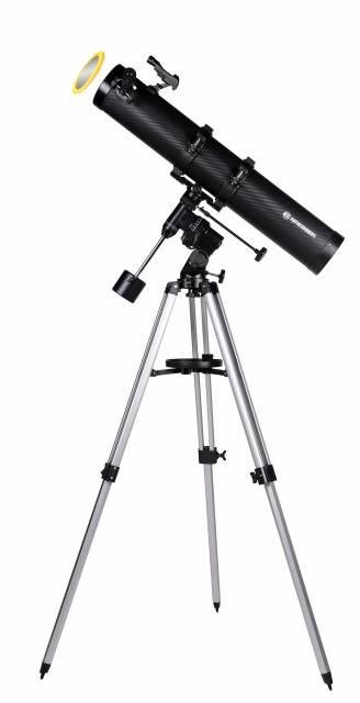 BRESSER Galaxia 114/900 EQ3 Spiegelteleskop mit Smartphone-Adapter & Sonnenfilter 