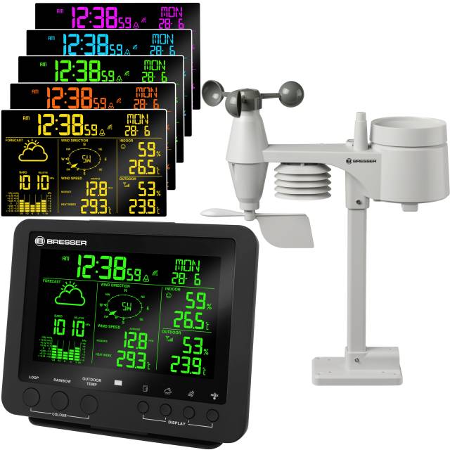 BRESSER 5-in-1 Professional Weather Station with colour change black