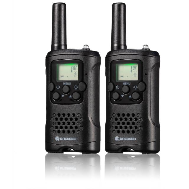 Zestaw 2 walkie talkie BRESSER FM o dużym zasięgu do 6 km i z funkcją wolnych rąk 