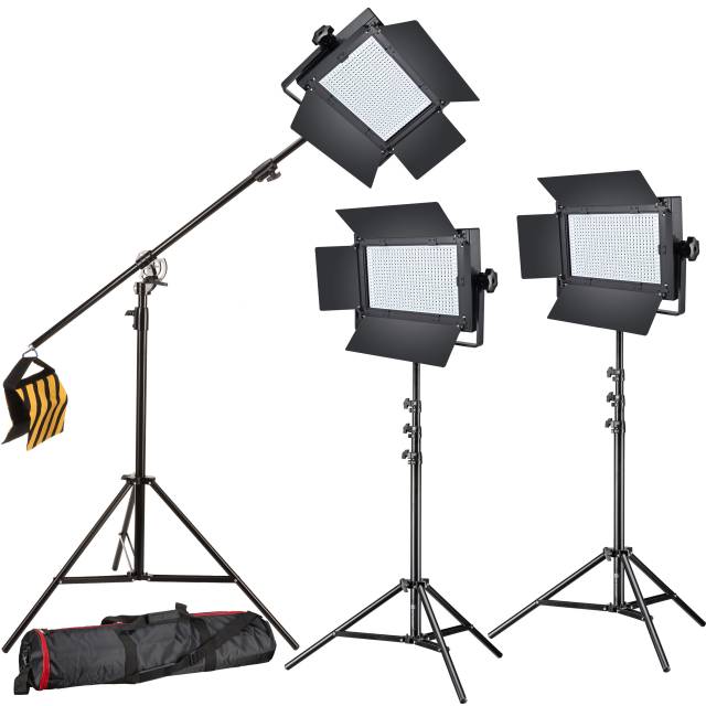 BRESSER LED Foto-Video Set 3x LG-600 38W/5600LUX + 3x Stativ 