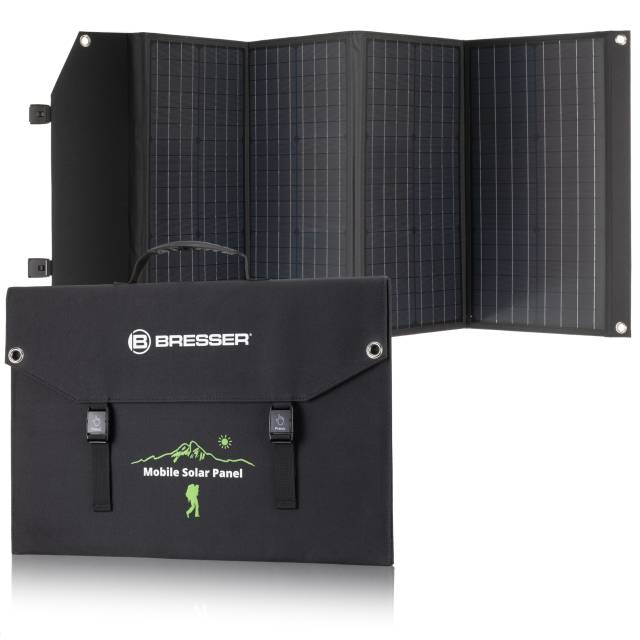 Cargador solar móvil BRESSER de 120 W con salida USB y DC 