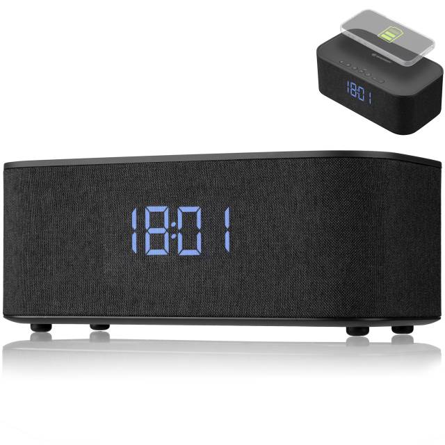 BRESSER Bluetooth speaker with alarm clock and wireless charging function 