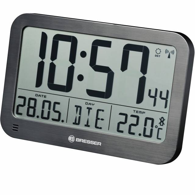 BRESSER MyTime MC LCD Wall /Table Clock black 225x150mm 