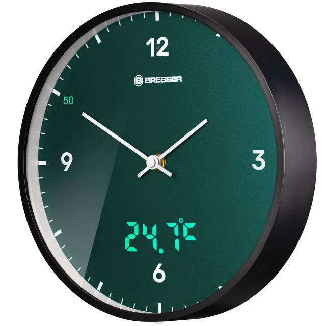 BRESSER MyTime LEDsec wall clock 24 cm with temperature display (Refurbished) 