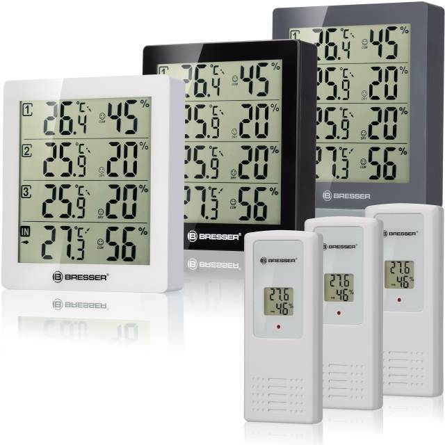 BRESSER ClimaTrend Hygro Quadro - Thermometer en Hygrometer met 4 onafhankelijke Meetgegevens 