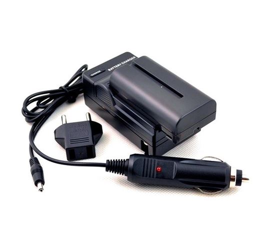 BRESSER Battery Charger + 1x rechargeable Battery compatible with Sony NP-F550 7.4v - 2100 mAh 