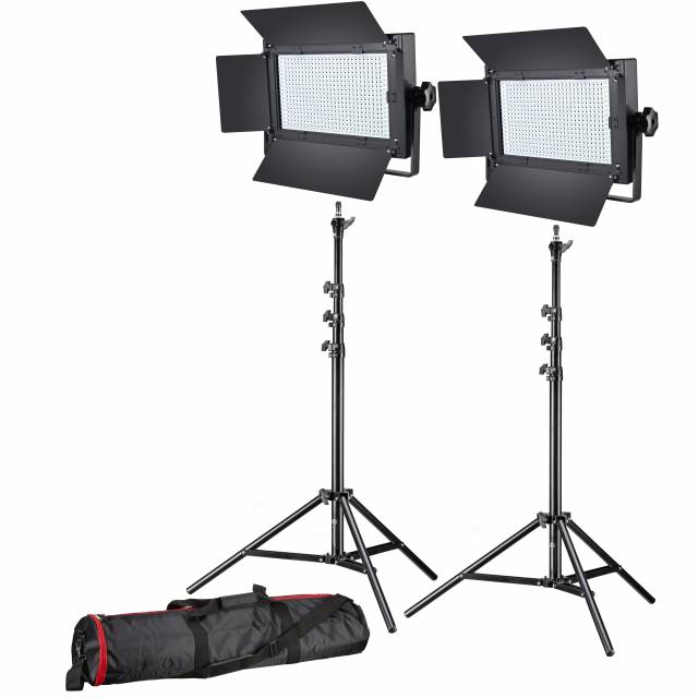BRESSER LED conjunto de photo/vidéo 2x LG-600 38W/5600LUX + 2x Soporte de luz 