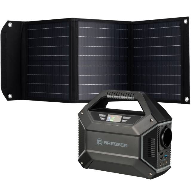 Zestaw BRESSER przenośny zasilacz zewnętrzny 100 W + panel słoneczny 40 W 