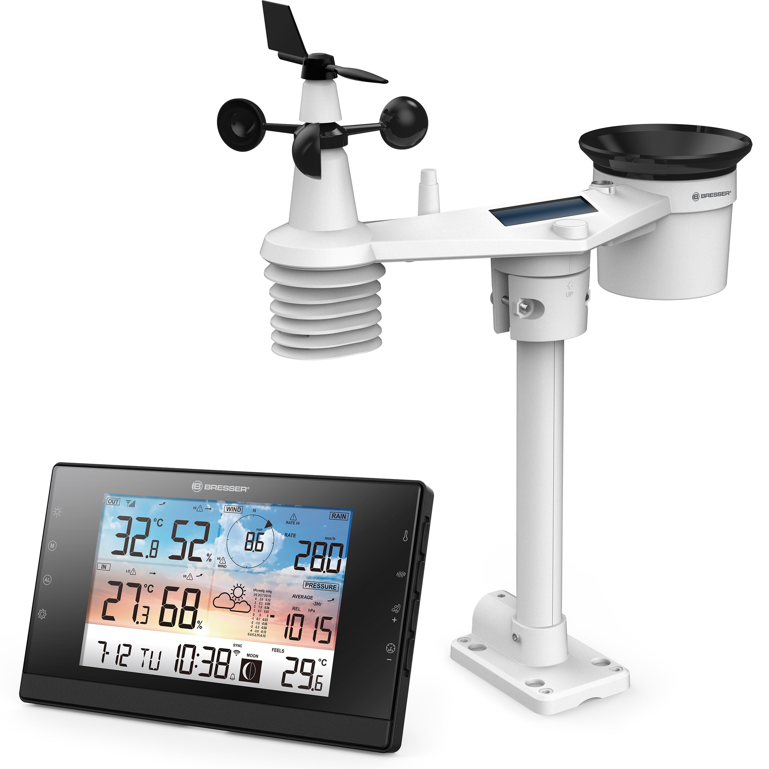 Station météo Professionnelle tactile - Thermo-Hygromètre/Anémomètre/ Pluviomètre