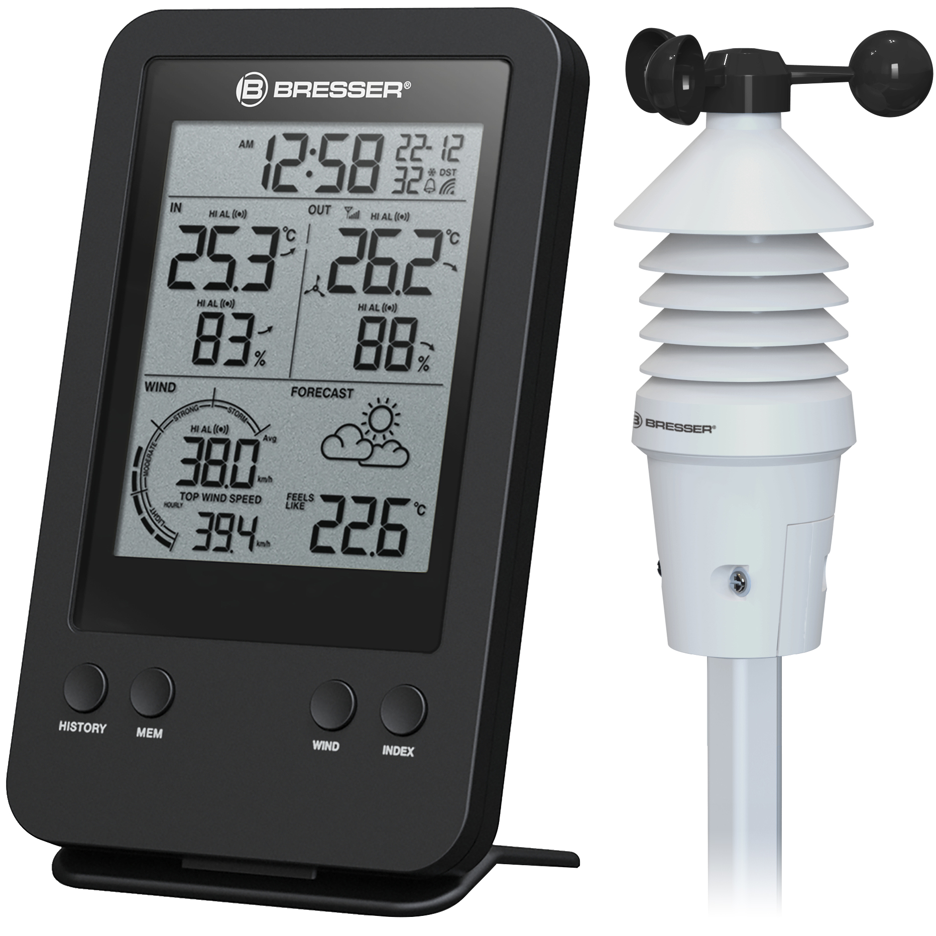 BRESSER MeteoTemp WTM Wireless Weather Station with Indoor/Outdoor  Temperature Sensor - 7007510