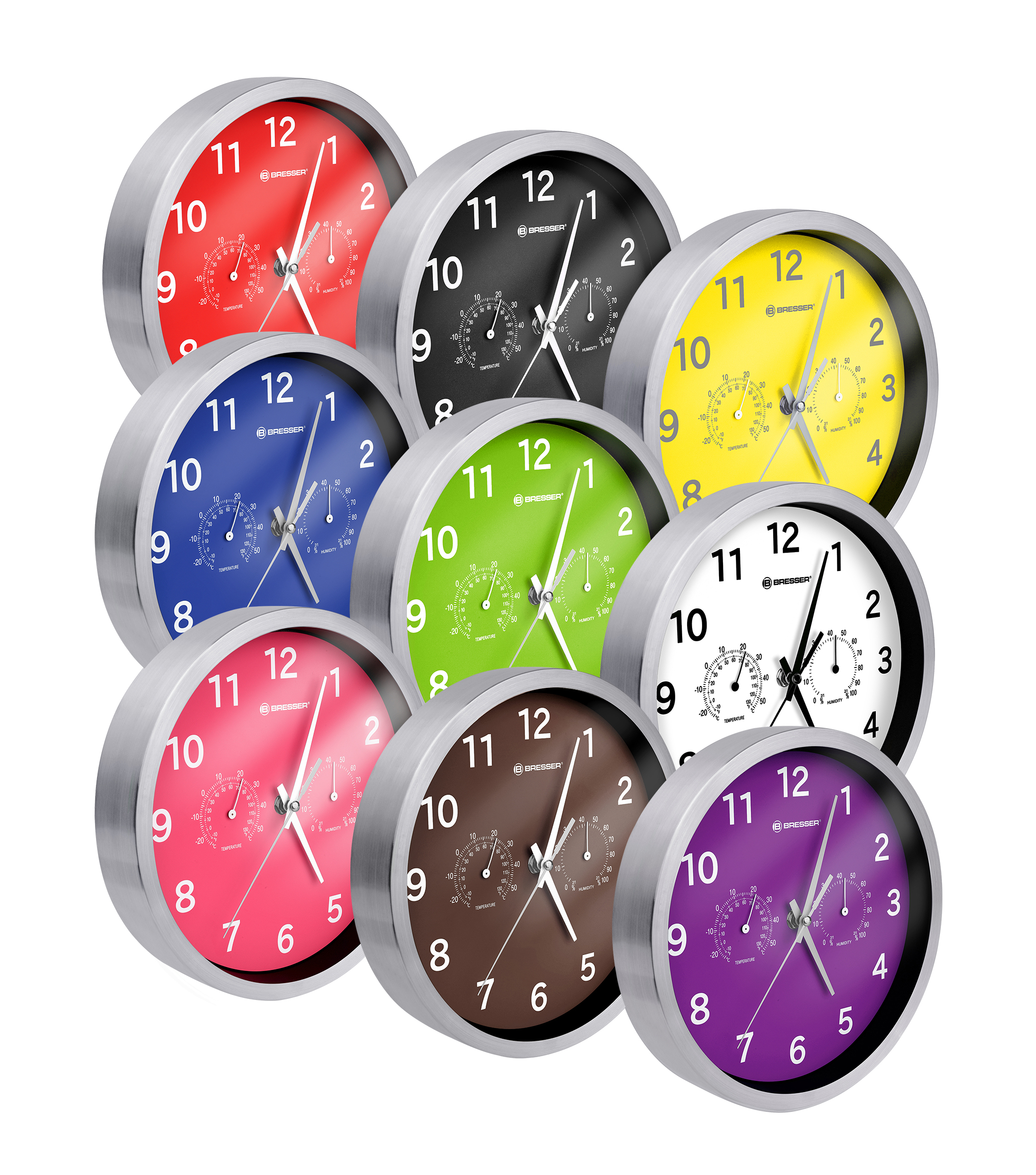 & Hygrometer weißes Ziffernblatt Ø 25 cm Design-Wanduhr Uhr Clock mit Thermo 