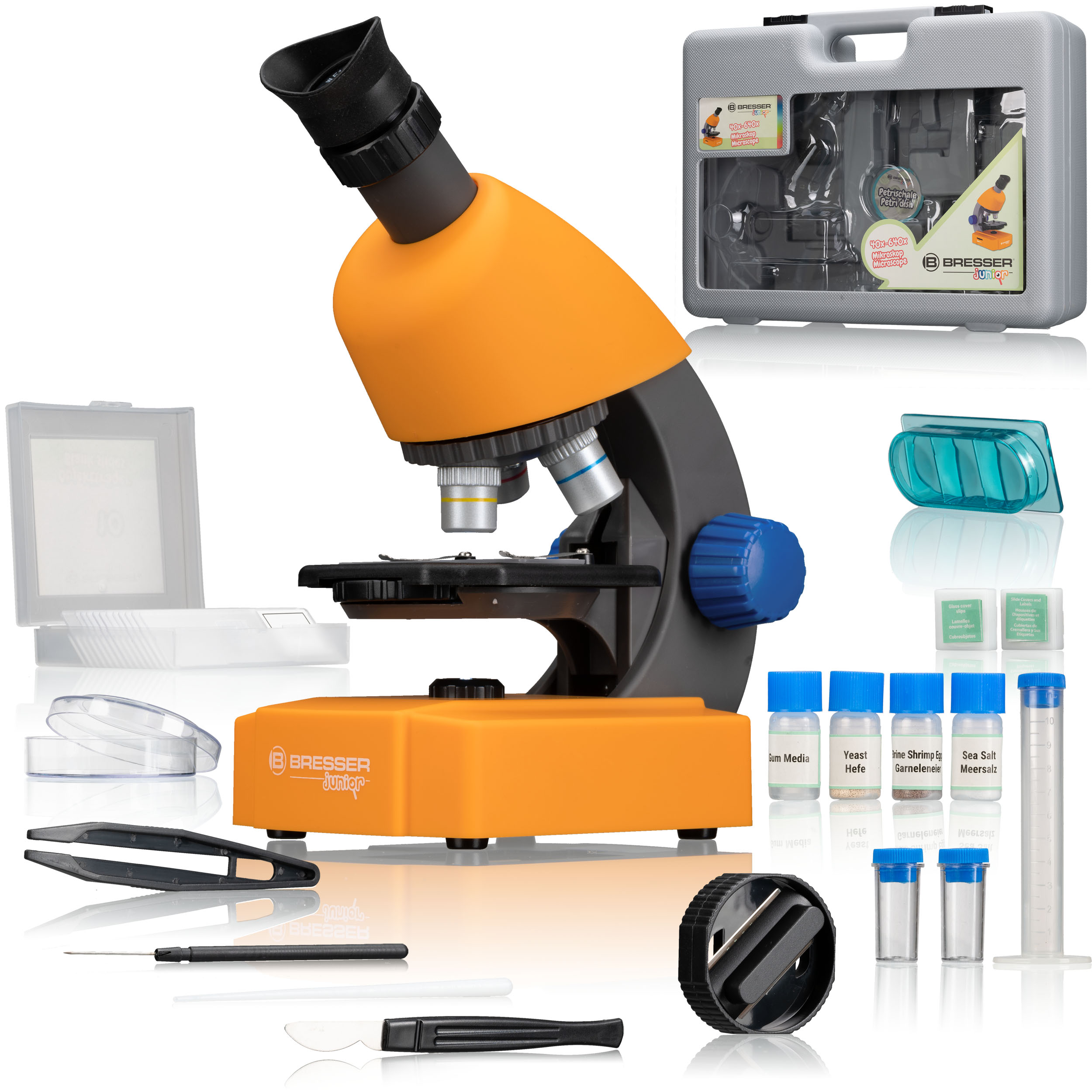 BRESSER JUNIOR Microscope 40x-640x avec accessoire et valise rigide